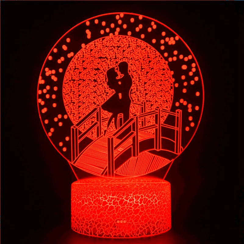 

Настольная лампа с 3D иллюзией Love Rose Prince, ночсветильник со светодиодный подсветкой, подарок на День Благодарения, день рождения, Рождество, Д...