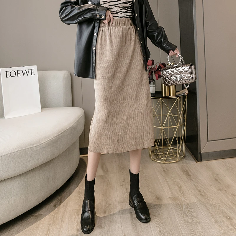 

Black Long Elastic Waist Split Female Korean Vintage Women'S Pencil Skirts Woman Clothes Lady Trendy 2020 Spring Autumn A6394