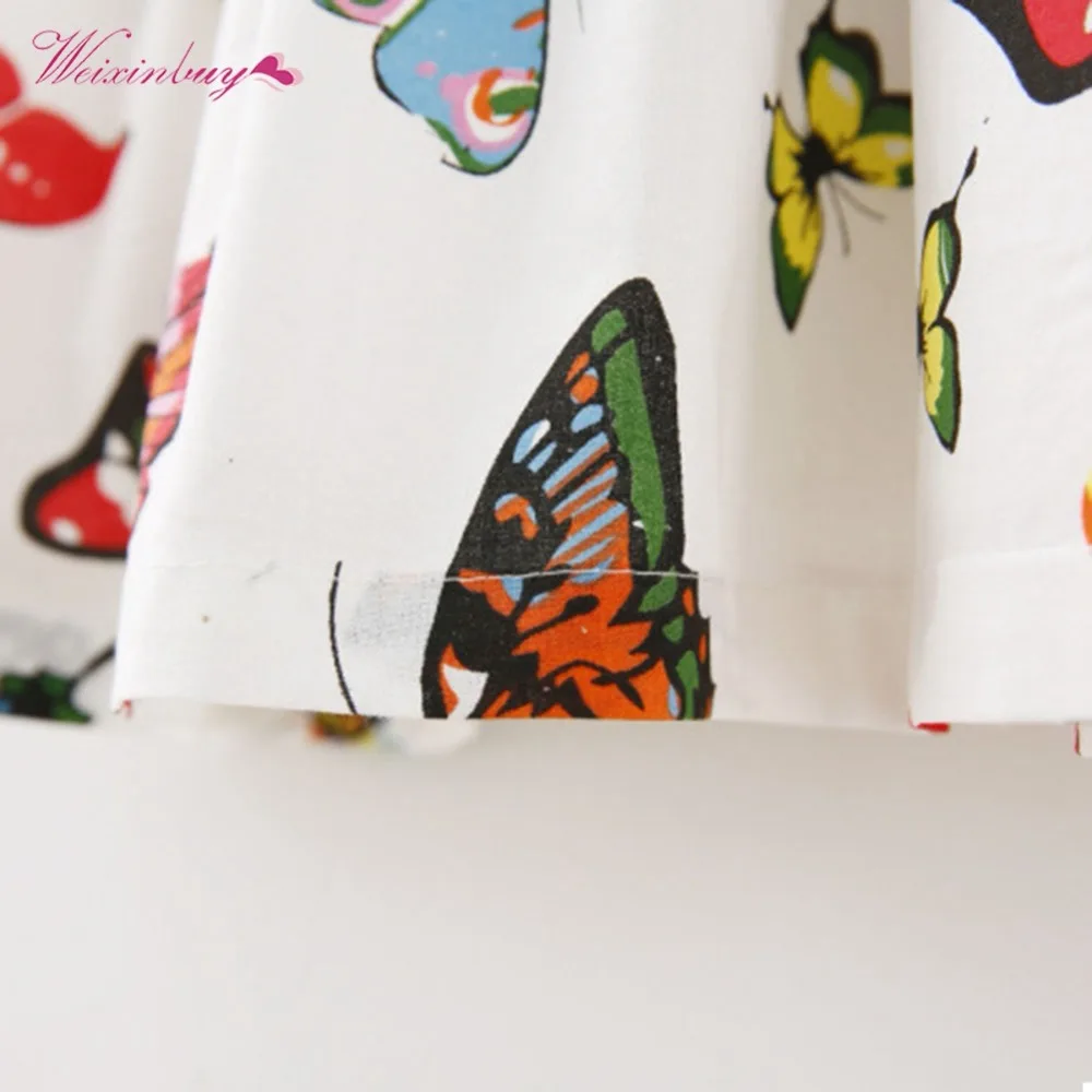 Платья одежда стильная для маленьких девочек детей платье-туника с бабочкой