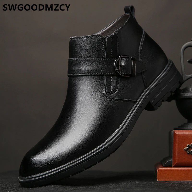 Высокие ботинки Мужские Кожаные Мужская обувь зимняя зимние сапоги Bottines Homme Botas De