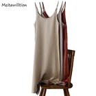 Женское атласное платье без рукавов, повседневный Блестящий сарафан из искусственного шелка, весна-лето 2022