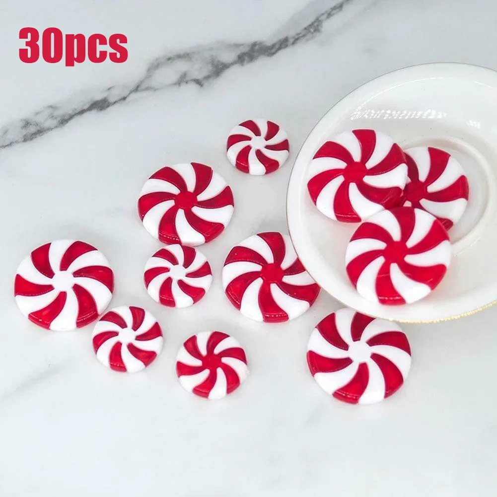 

30Pcs 25/35mm Fake Christmas Candy Acrylic Fake Christmas Candy Christmas Tree Decoration Pendant DIY 2021 New