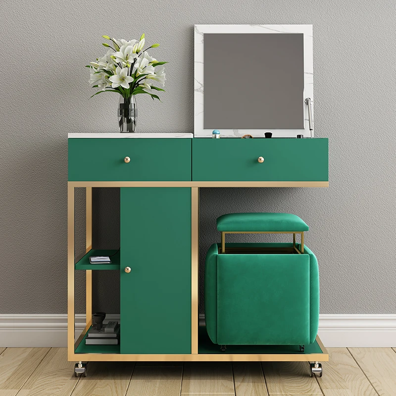 Online Moderne Dressing Tisch Mit Spiegel Eitelkeit Make-Up Desktop Samt Schubladen Schlafzimmer Möbel Kommode 80 Cm Mit Stühlen