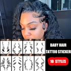 Искусственные Экологичные Детские волосы 6D, Временные татуировки, наклейка, черные натуральные вьющиеся края волос, искусственные волосы, легко наносится