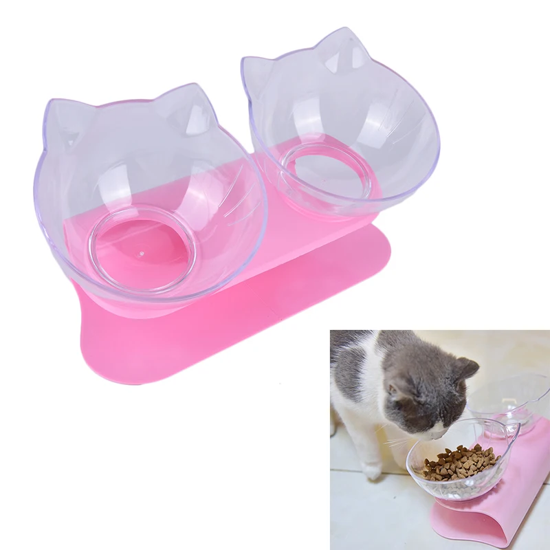

Двойная миска для домашних животных, кормушка для кошек с поднятой подставкой, миски для еды и воды для домашних животных, товары для кошек