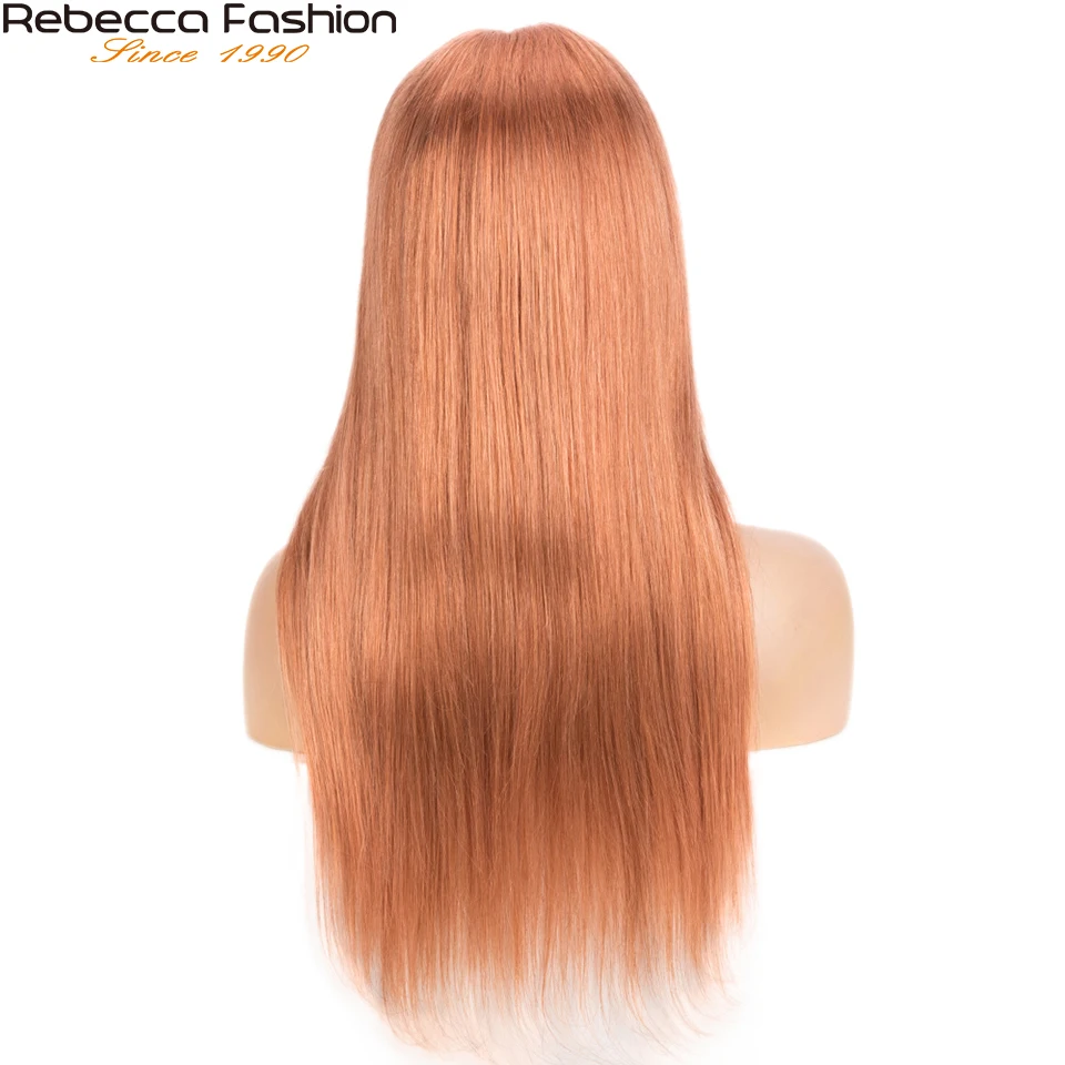 Rebecca Blonde оранжевый парик с кружевом прямой 4x4 закрытием из человеческих волос