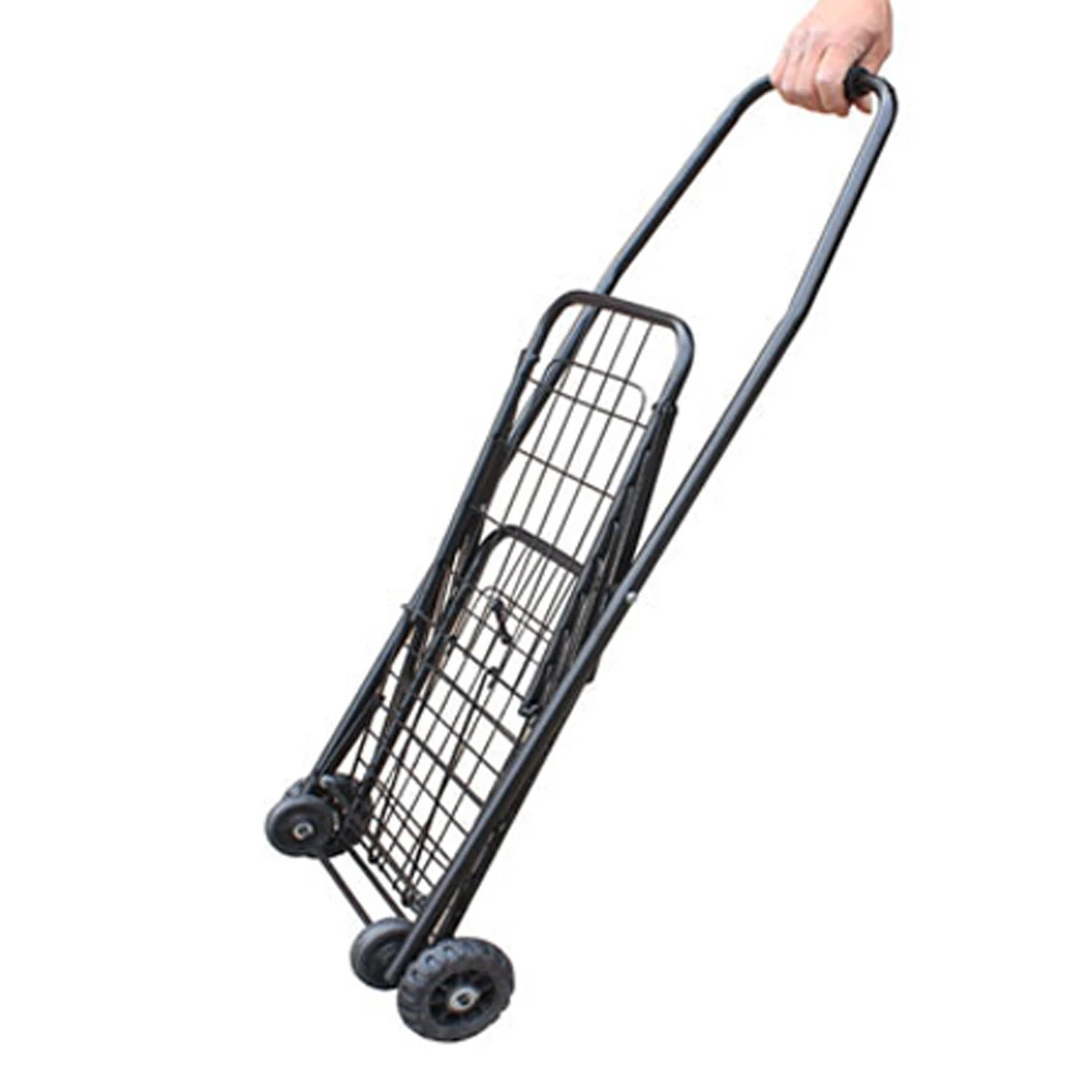 

Portable Folding Shopping Cart Trolley Basket Grocery Travel Shopping Supermarket Folding Trailer 25KG Bearing 37x32x76cm Black