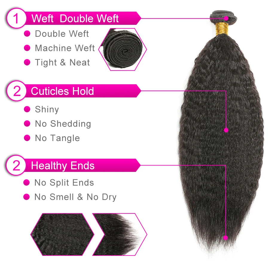 Beyo курчавые прямые бразильские пучки волос плетение с закрытием человеческие