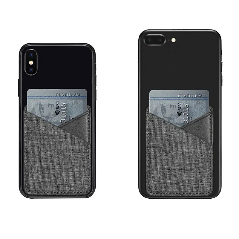 

Slim Canvas Mobile Phone Wallet Credit ID Card Holder Adhesive Pocket Sticker LX9F