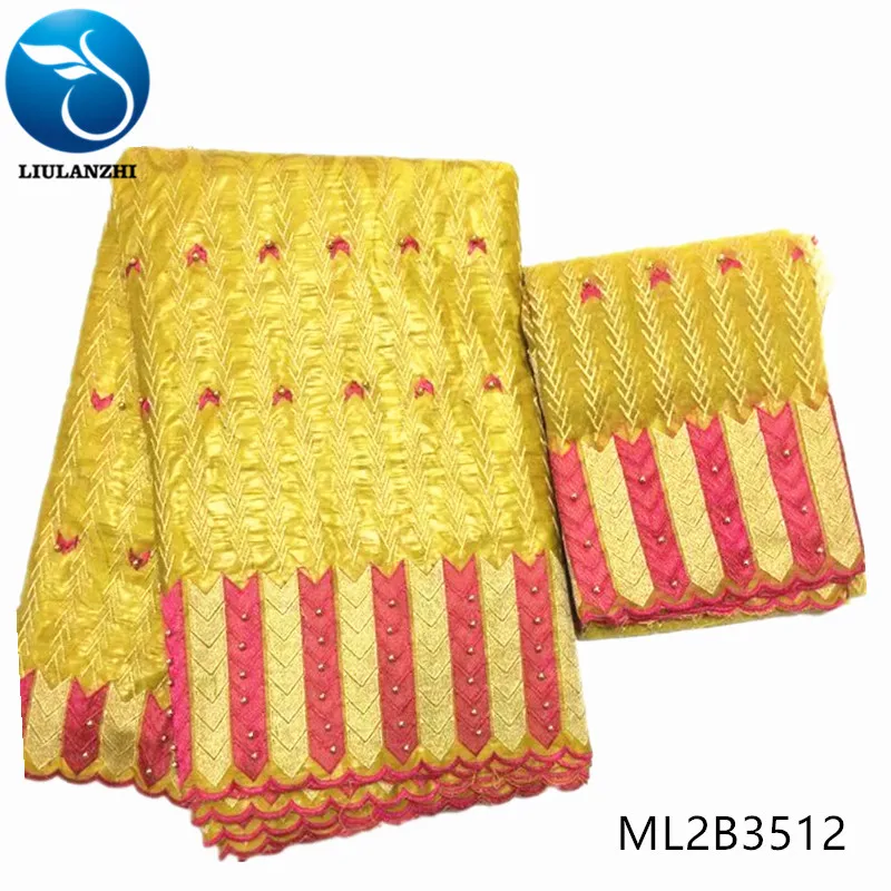ML2B3512 LIULANZHI Нигерия Базен кружевная ткань для платья новое поступление Базен riche с бисером вышивка riche getzner ткань 7 ярдов ML2B35 - Цвет: ML2B3512