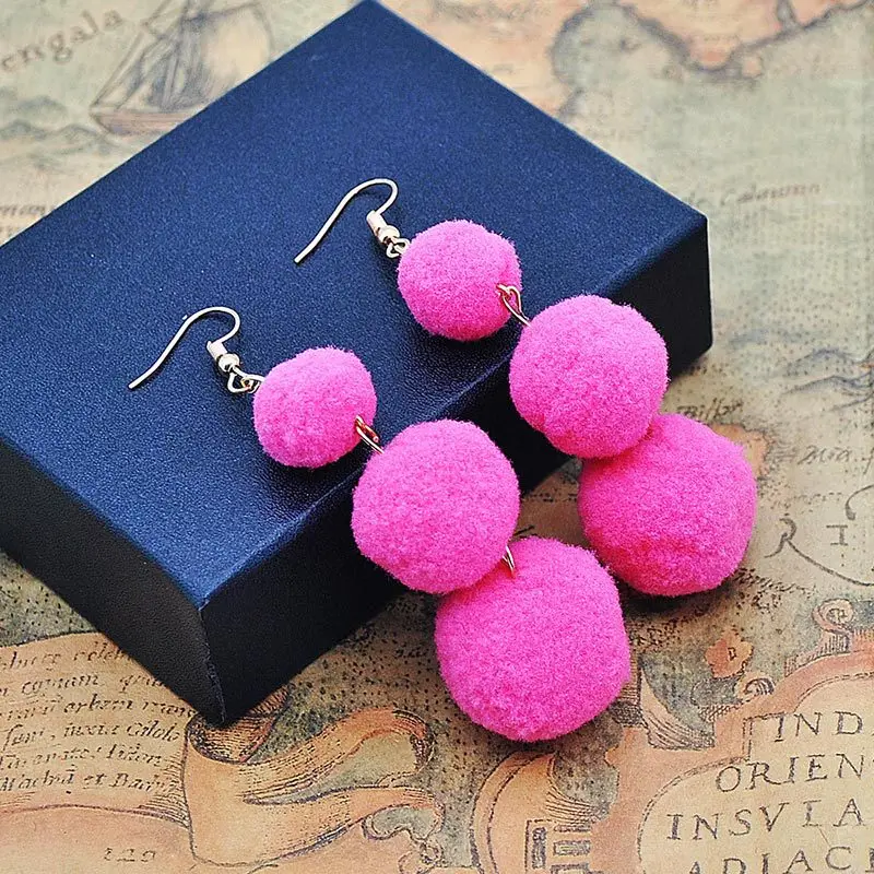 Pom серьги помпоны 2021 с бахромой Обувь в черный белый цвет синий и красный цвета