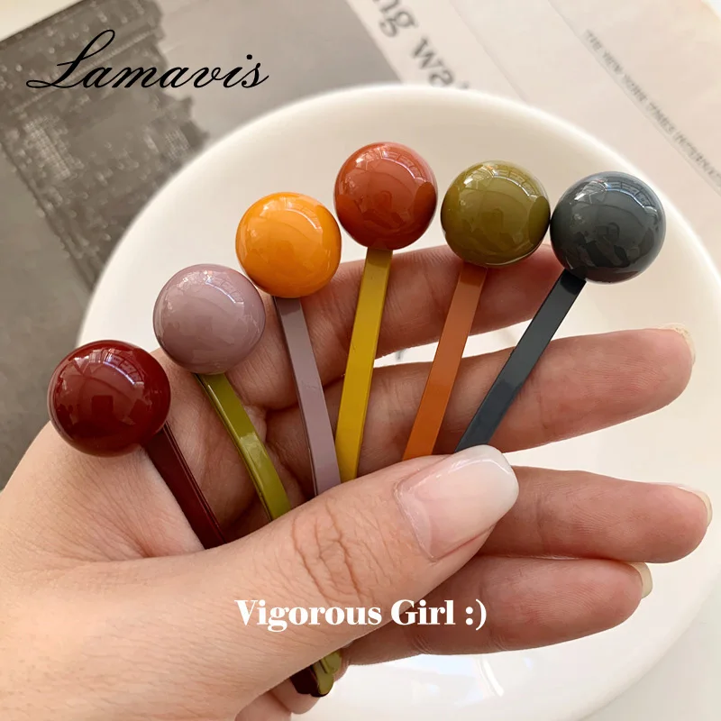 

Candy-Colored Girl Hairpin Cute Color Ball Side Clip A Word Clip Bangs Clip Korean Side Clip Hairpin