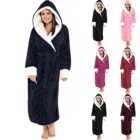 Женский зимний халат унисекс, удлиненный плюшевый халат, халат с длинным рукавом, пальто с капюшоном, женская домашняя Модная Повседневная Пижама