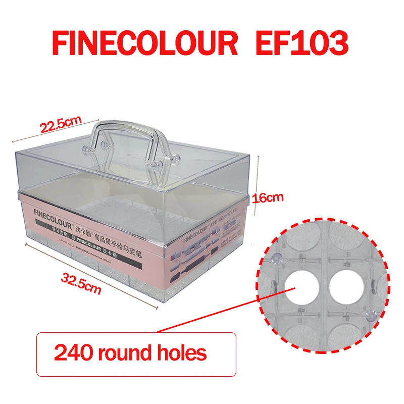 EF103-plastic-box Finecolour EF103 художественный маркер 240 цветов профессиональный двойной наконечник Мягкая головка кисти спиртовые чернила масляные маркеры Комический дизайн товары для рукоделия - Цвет: EF103-plastic-box