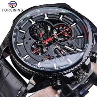 forsining full black 2019 mens sport automatic wrist watch top brand luxury transparent calendar display mechanical hours clock