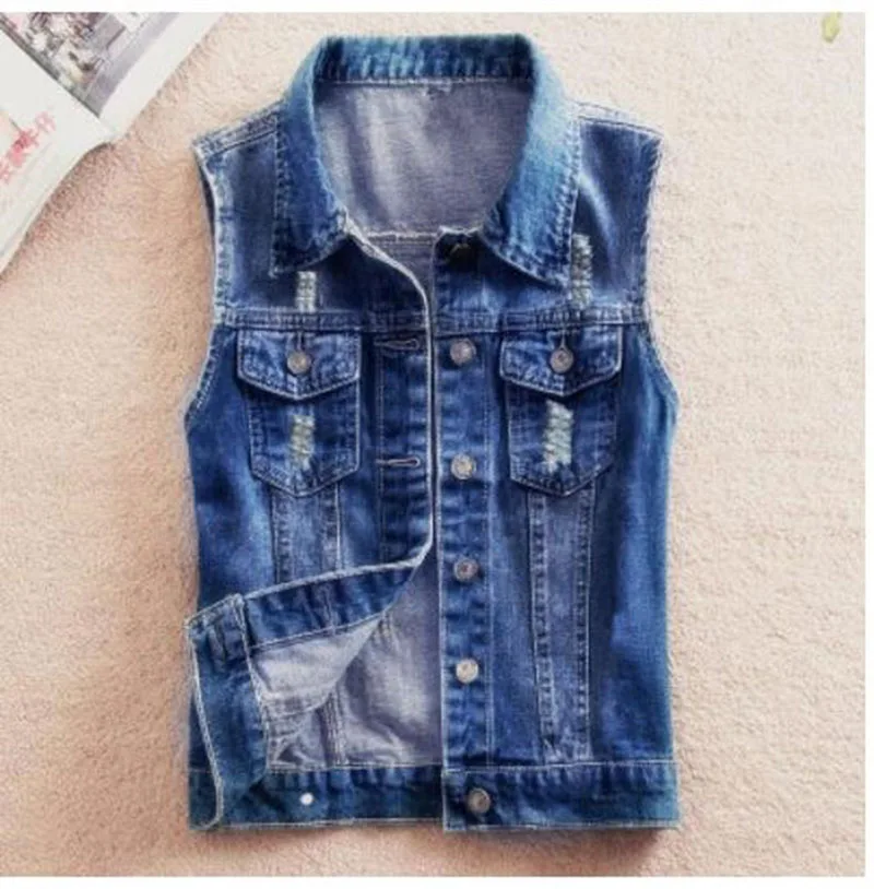 Женский джинсовый жилет новая весенне осенняя куртка винтажный короткая женская