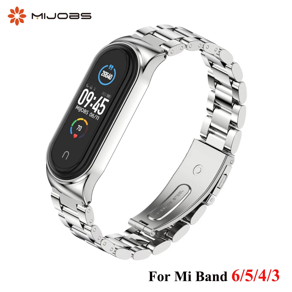 Браслет из нержавеющей стали для Mi Band 6 металлический наручный ремешок 5 4 3 Miband
