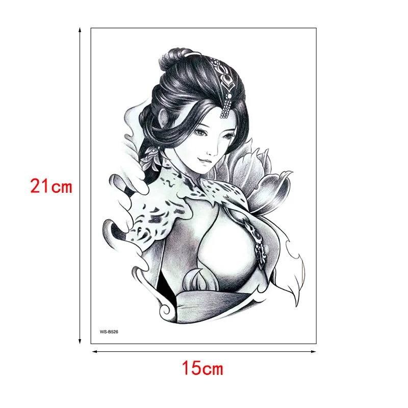 Красавица женщина Татуировка цветной рисунок водостойкая древняя сексуальная