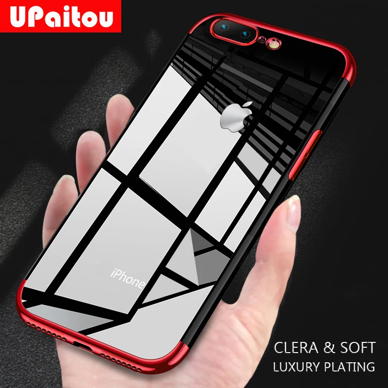 Роскошный чехол UPaitou с покрытием для iPhone SE 2020 11 Pro Max X XR XS 8 7 6 6S 5 прозрачный мягкий |