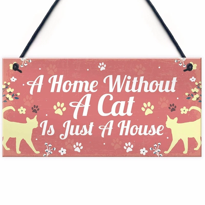 

F62A Lovely Pet Friendship Wood Sign Hanging Plaque for Wall Cat Lovers House Decor