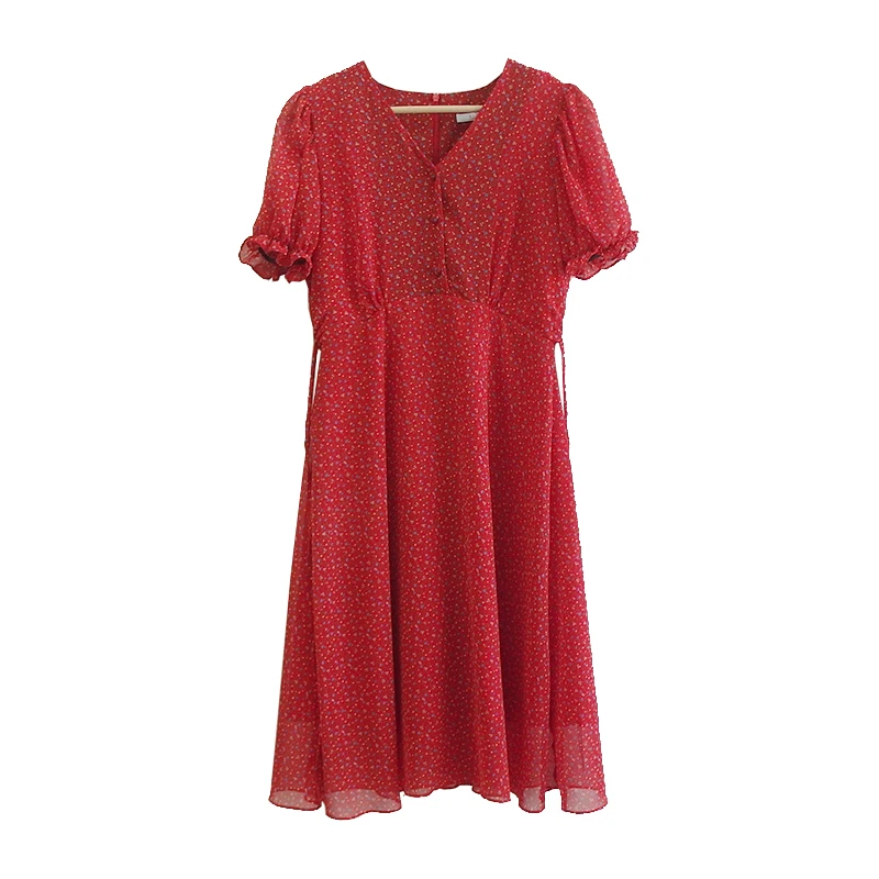 

Summer French Minority Fairy Temperamental Floral Dress Tight Waist Goddess Temperament Small Slimming Fresh and Gentle Style