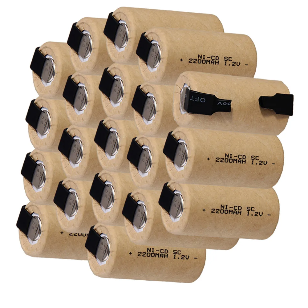 20 шт. SC батареи электроинструмент аккумулятор SUBC 2200 мАч nicd 42 5 мм * 22 цвет случайный