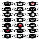 Маска для лица с мультяшным принтом, модная многоразовая черно-белая противопылевая маска для лица, Ветрозащитная маска для рта, противобактериальная маска от гриппа