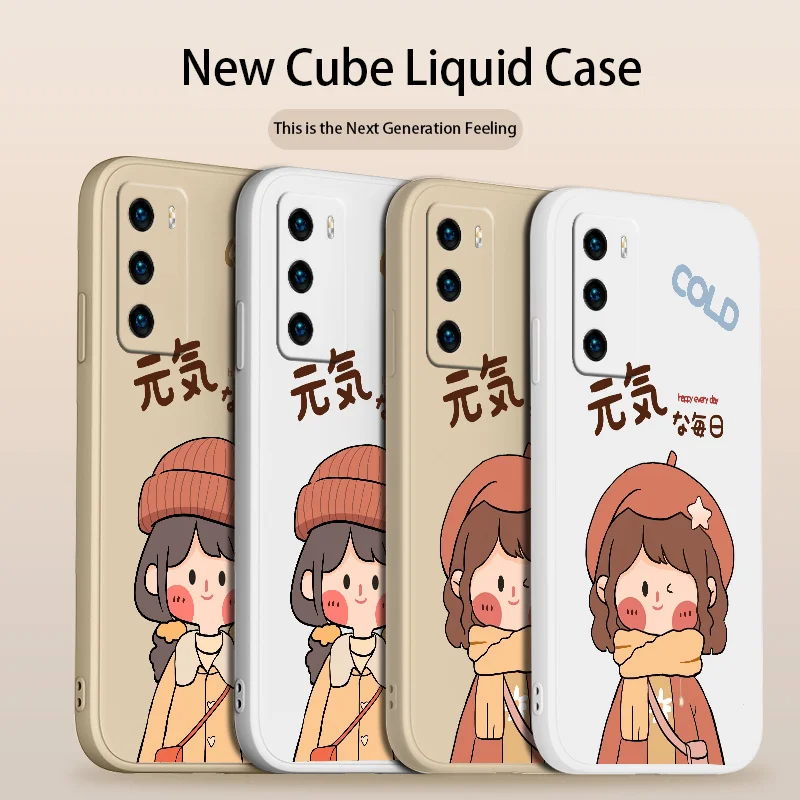 

Vitality Girl Phone Case For Huawei P40 P40Lite P30 P20 Mate 40 40Pro 30 20 Pro Lite P Smart 2021 Y7a Liquid Silicone Cover