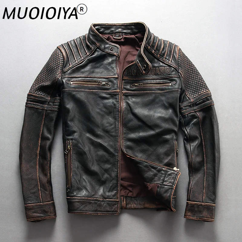 

Куртка мужская Байкерская из 100% воловьей кожи