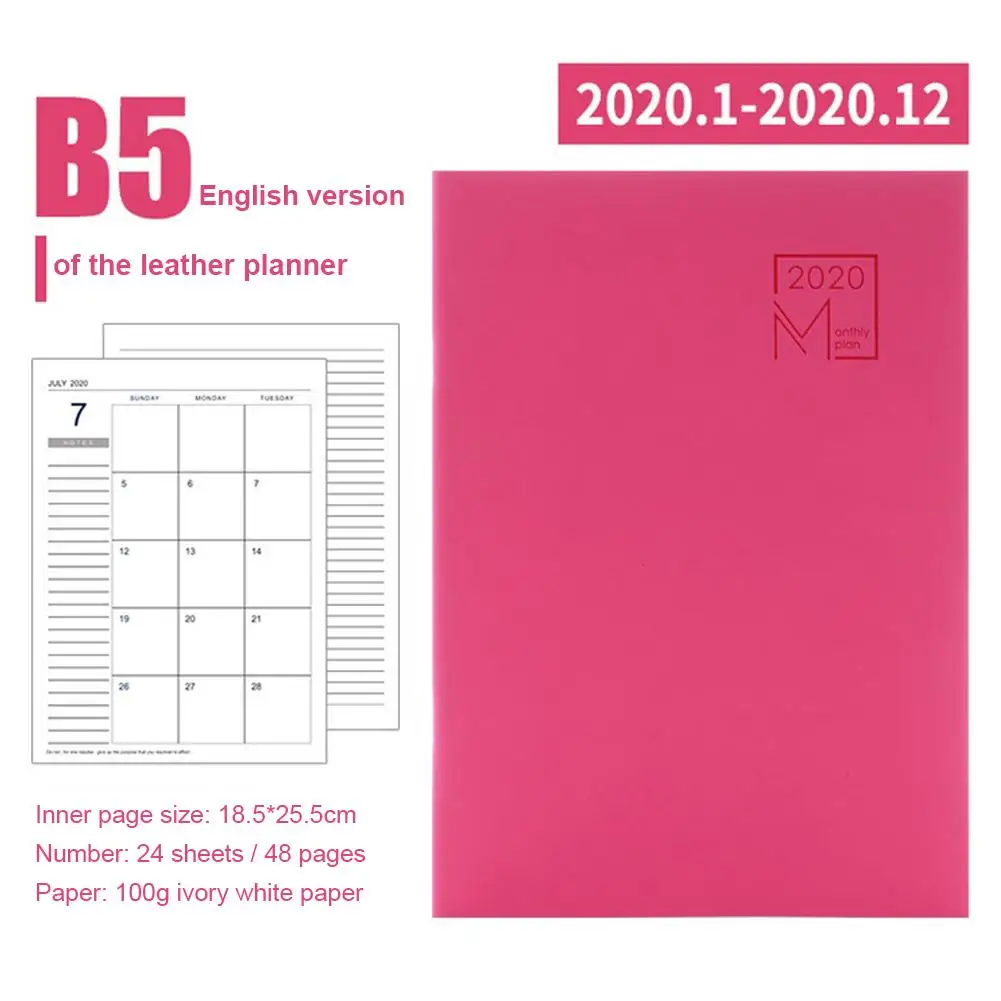 

2020 Daily Planner 24 Sheets Time Memo Notebook Organizer Agenda Planning Diary Leather Notebook School Office Stationary
