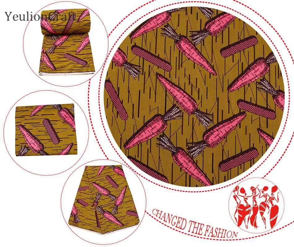 Африканская ткань с принтом моркови полиэстер Анкара 1 ярд | Дом и сад