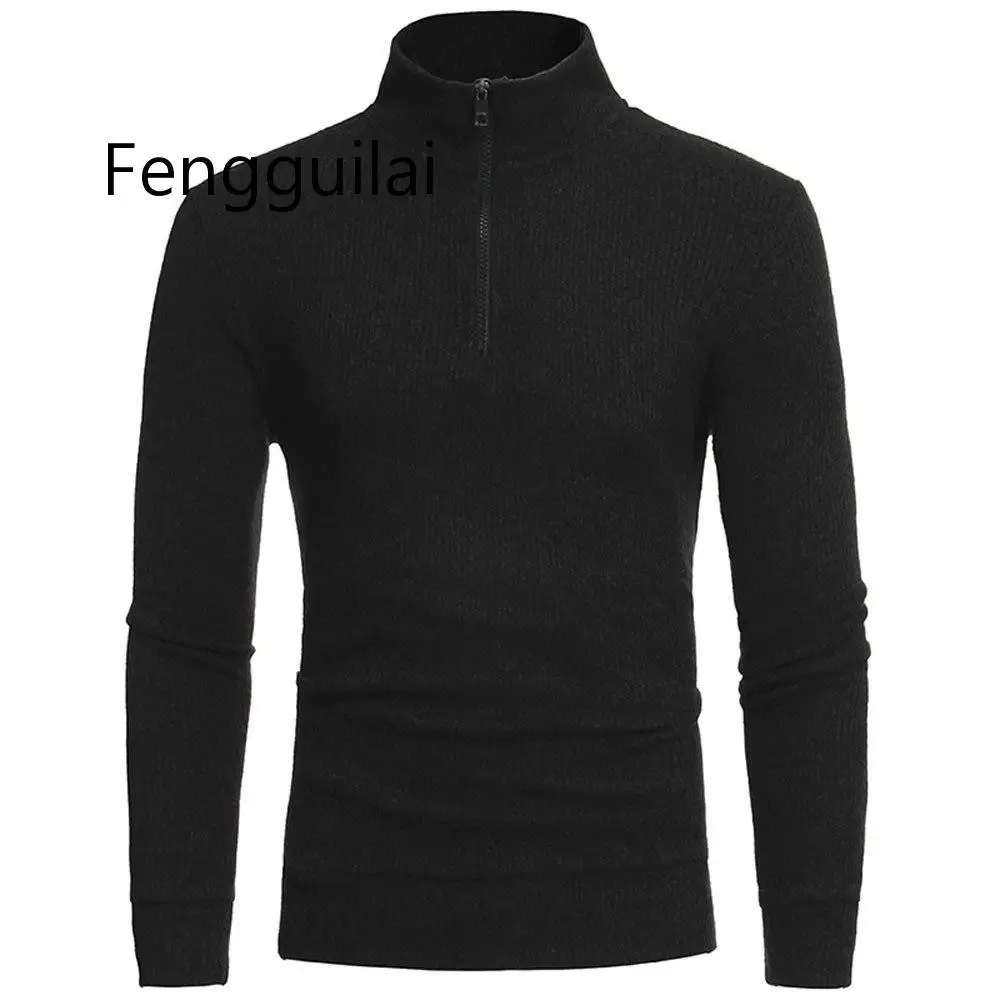 winter spring Fashion Zipper Casual High-collar Men's Sweaters Tops 2020 male warmer Cashmere Sweaters Men Knitwear Black Gray