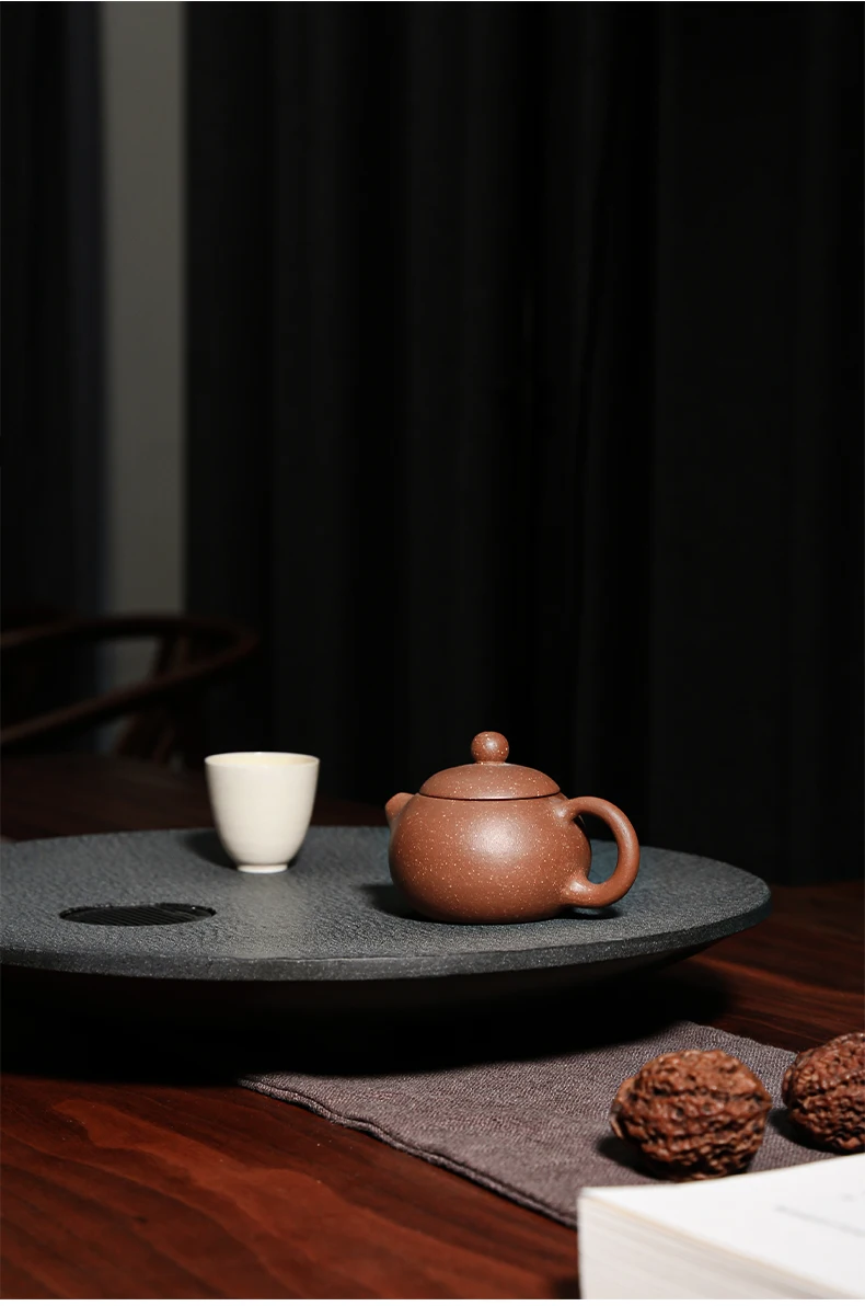 

Round Stone Tea Tray Creative Drainage Simple Accessories Tea Tray Japanese Vintage Bandeja Comida Tea Set Tools DI50CP