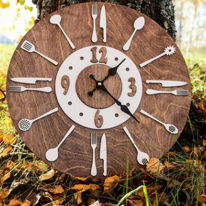Столовые приборы настенные часы современный дизайн ложка Вилка кухня Винтаж