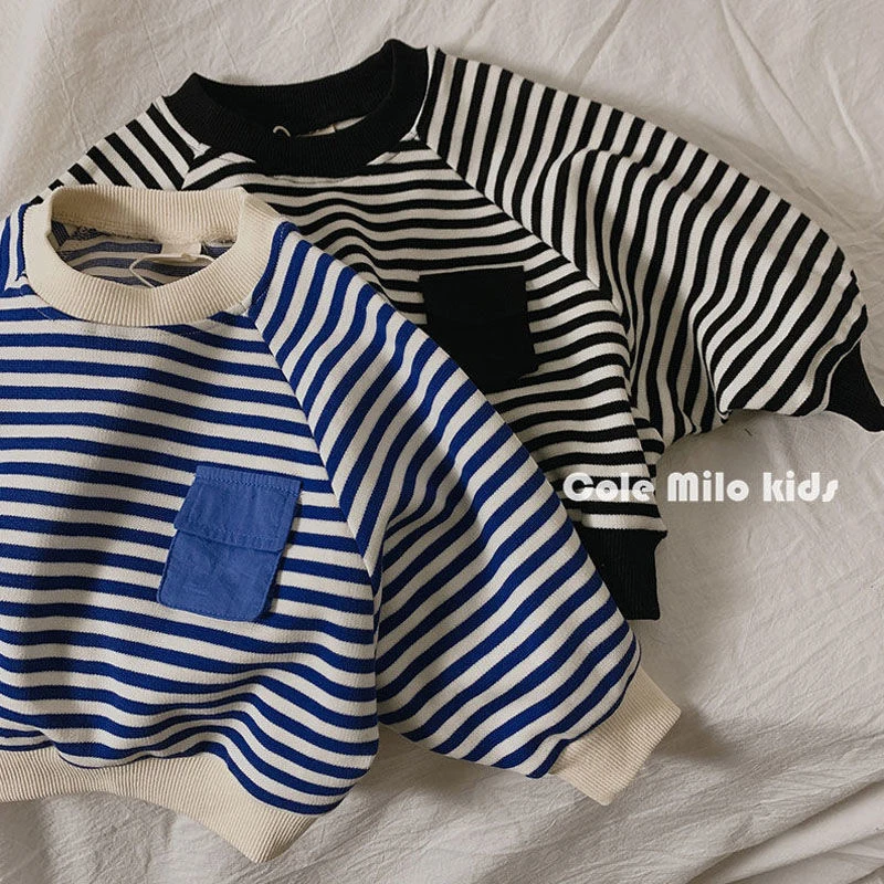 

Children Dolman Sleeve T Shirt Korean Fashion 2022 New Year Striped Print Harajuku Casual Toddler Girl Boy Oversized Clothes Top