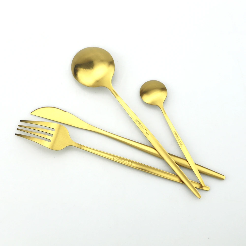 6 шт. набор золотых столовых приборов из нержавеющей стали посуды ножи Вилки
