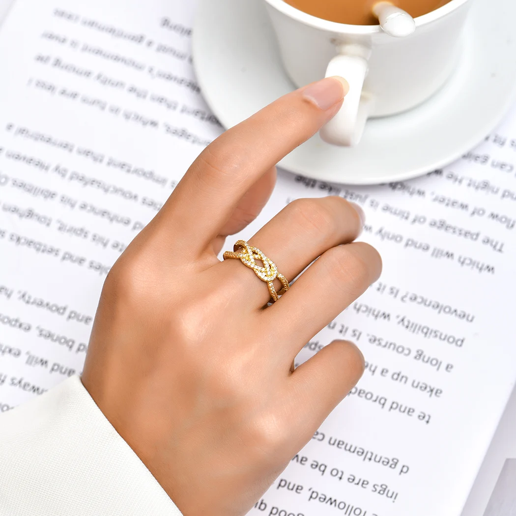 Модное многослойное кольцо QIAMNI в стиле хип хоп рок с цирконом Открытое