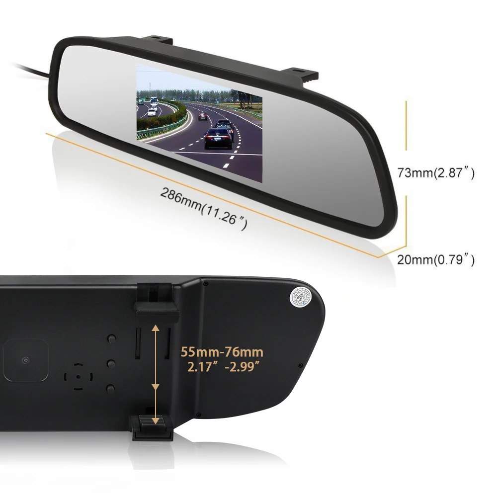 5 inch TFT LCD HD 800*480 Screen Car Mirror Monitor Reversing Auto Parking Assistance with 2 Video Input Rearview Camera | Автомобили и