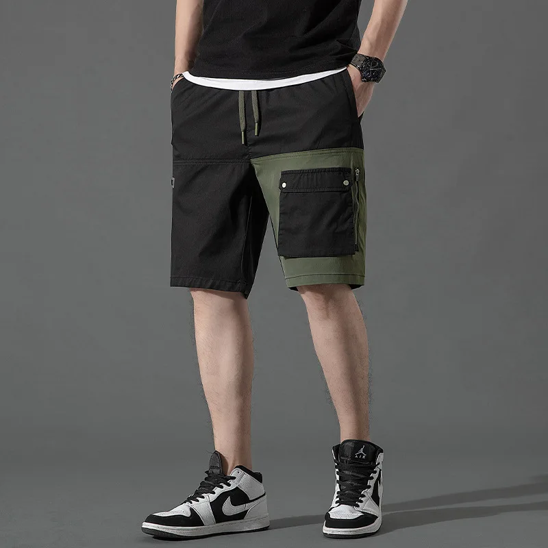

New tooling shorts men's cotton micro elastic loose men's Capris casual sports air conditioning ice silk pants thin