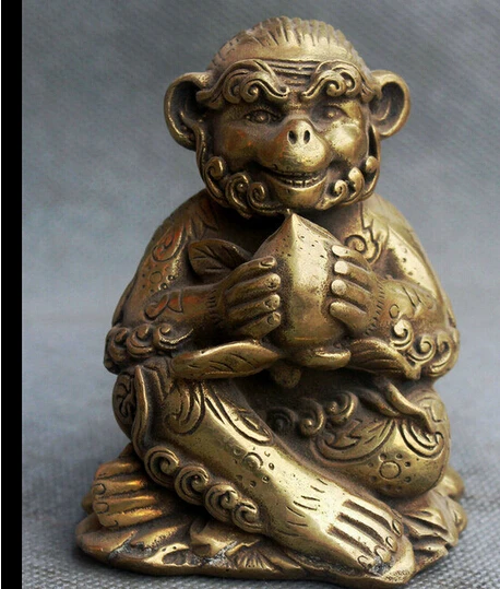  320 +++ 4 &quotКитайская латунная статуя фэн шуй со знаками Зодиака обезьянка ручная