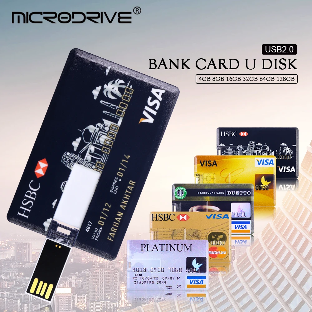 Реальная емкость, банковская карта, USB карта памяти, HSBC MasterCard, кредитные карты, USB флеш-накопитель, 64 ГБ, флешка, 4 ГБ, 8 ГБ, 16 ГБ, 32 ГБ, флеш-накопитель