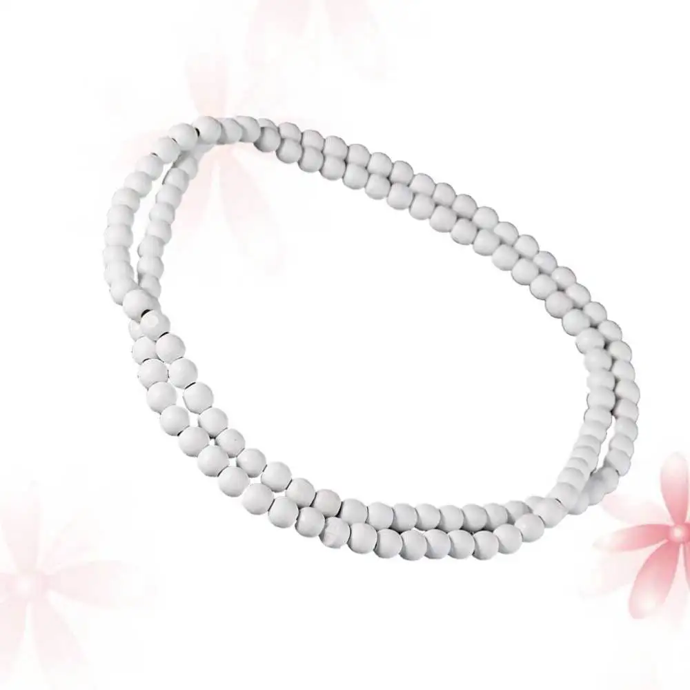 

2Pcs Wooden Hanging Beads Hiphop Chain Round Beads Necklace Neck Pendant for Outdoor White