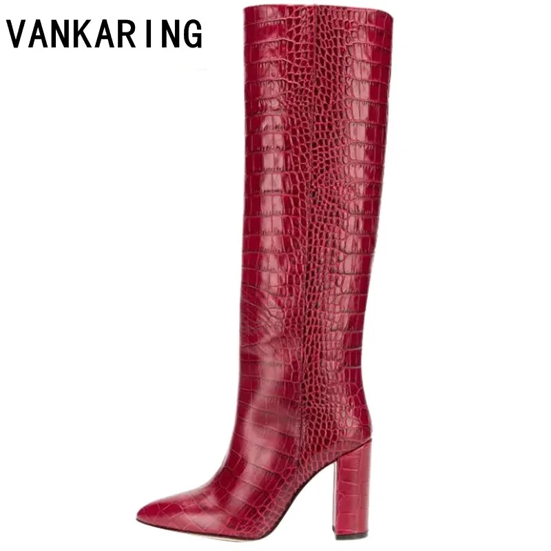 Женские сапоги до колена с острым носком из искусственной кожи | Обувь