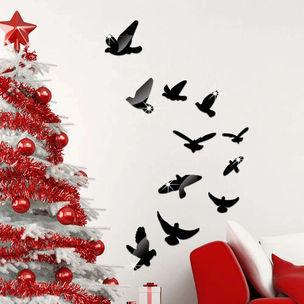 Наклейки акриловые зеркальные в форме голубей 11 шт. | Дом и сад