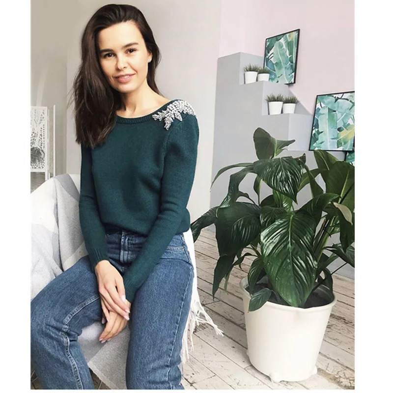 Женский кашемировый свитер модный брендовый двусторонний с листьями