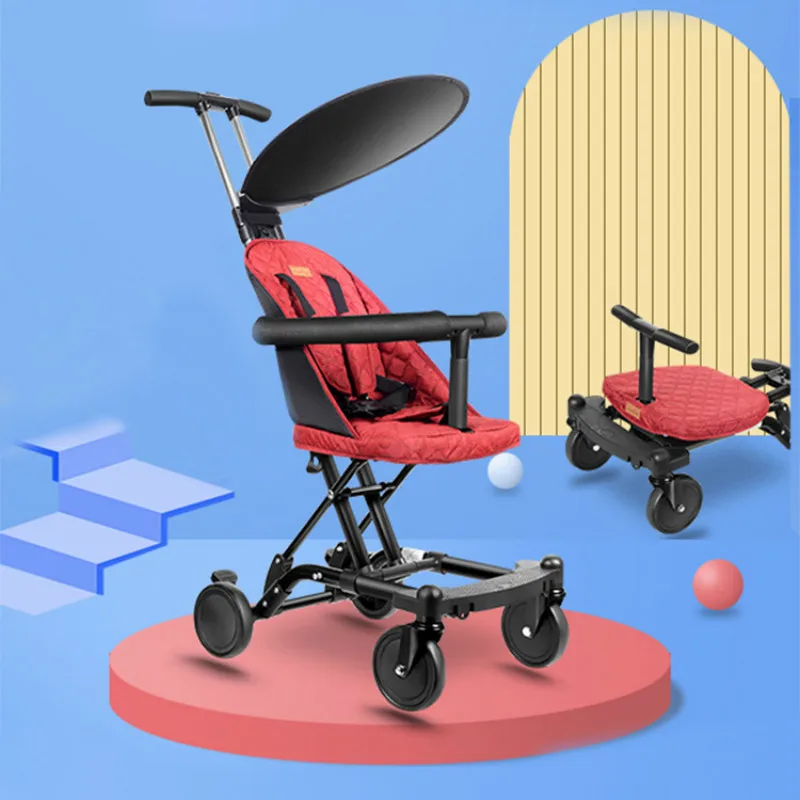 Lightweight Baby Stroller 2 In1 Newborn Foldable Travel Pram Baby Carriage Infant Four Wheels High Landscape Toddler Trolley