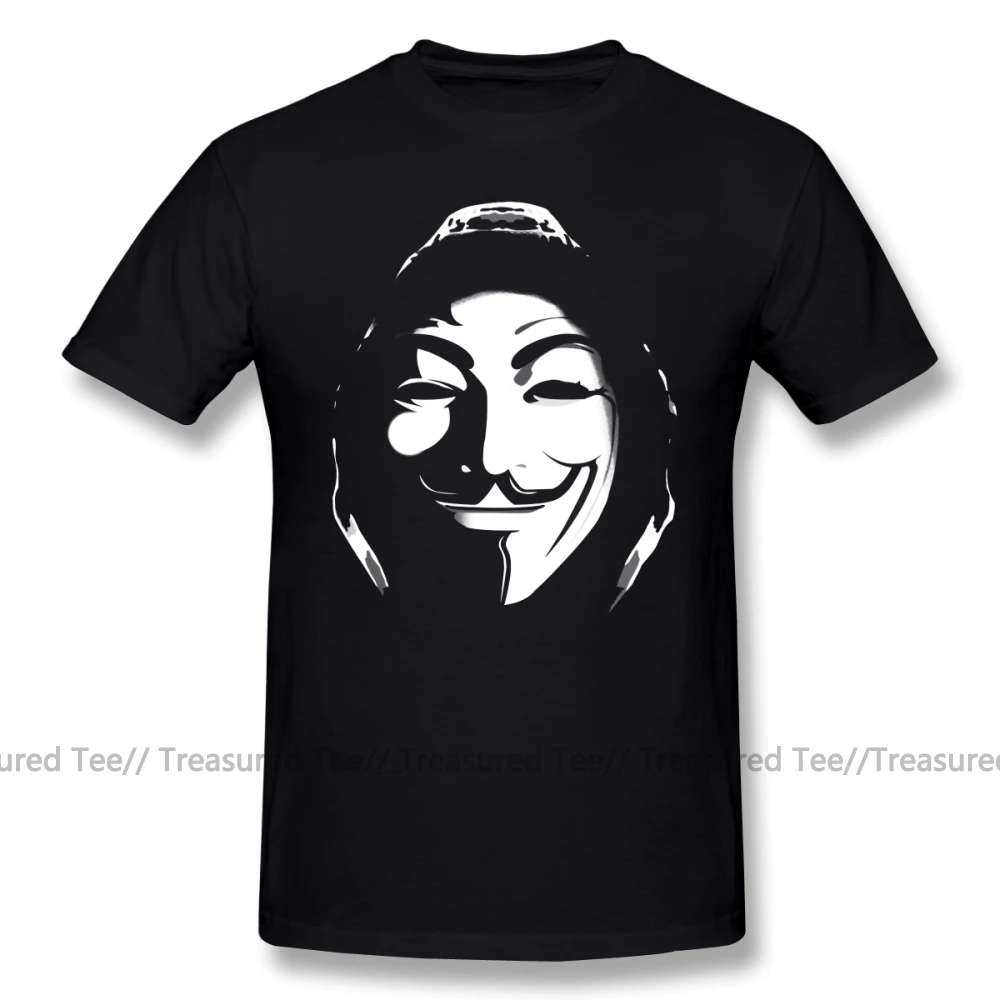 Релейный модуль для футболка Vendetta анонимным футболка Графический хлопковая футболка милый короткий рукав мужские Базовые Большие размеры футболка - Цвет: Black