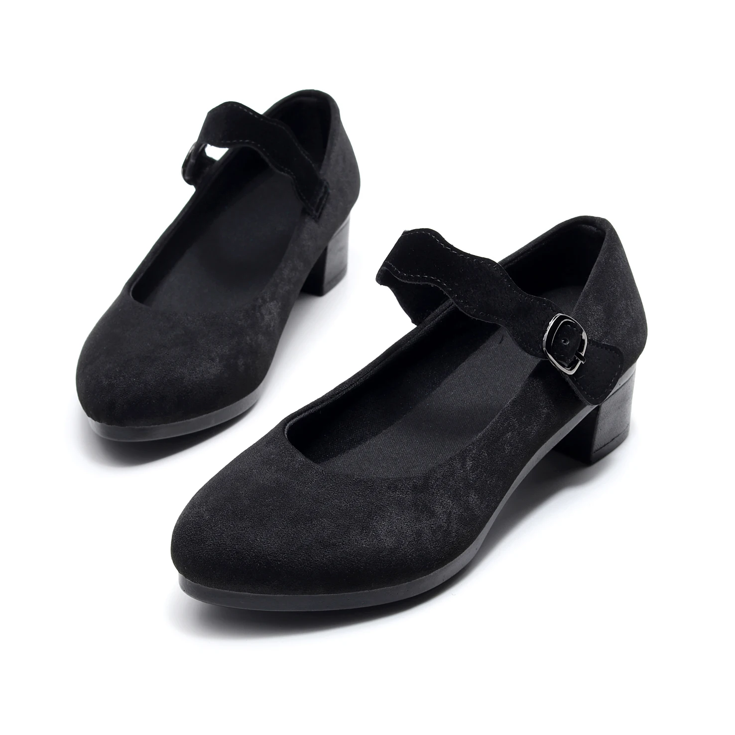 Women's Heels Shoes Women Ballet Female New Work Office Black Sweet Loafers Fashion Lace Velcro | Обувь