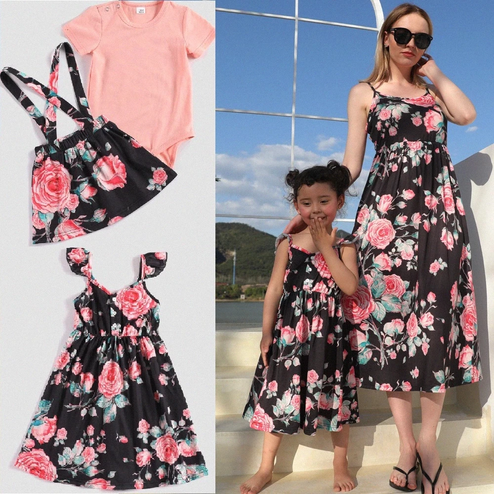Асимметричные платья для мамы и дочки Семейный комплект одежда ребенка модное