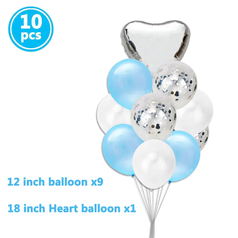 heart silver blue 10 шт смешанный воздушный шар "Конфетти" Свадебные украшения для детского душа Девичник вечерние DIY Настольные принадлежности - Цвет: heart silver blue